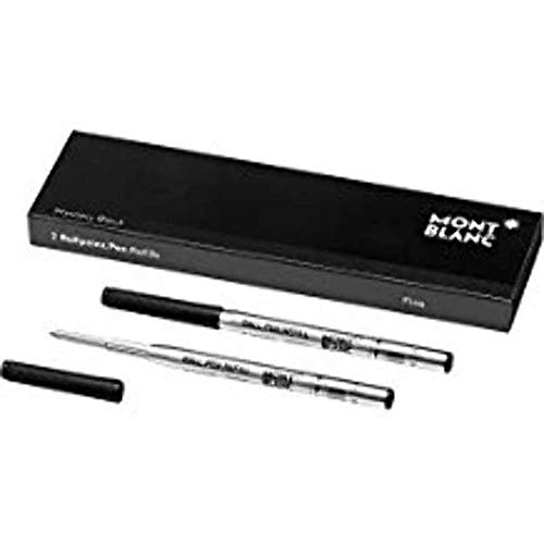 Montblanc 116189 Recambios para esferógrafo de tamaño F – Recargas de alta calidad en color Mystery Black, 1 paquete x 2 Recambios