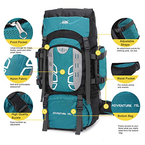 Mooedcoe 75L Mochila Senderismo Tactica Mochila Hombre Impermeable de Trekking Viaje Montaña Acampada Escalada (Verde)