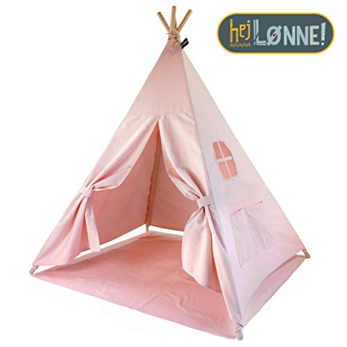 Moritz & Moritz Tipi Infantil - Tippy Tienda Infantil - Tipi para Niños - Tipi Indio para Niños con Cubierta de Suelo y Ventana - para Casa y Jardín (Rosa)