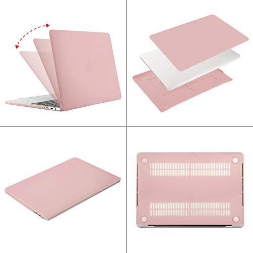 MOSISO Funda Dura Compatible con 2019 2018 2017 2016 MacBook Pro 13 USB-C A2159 A1989 A1706 A1708, Rígido Carcasa & Cubierta de Teclado & Protector de Pantalla & Accesorios Bolsa, Cuarzo Rosa