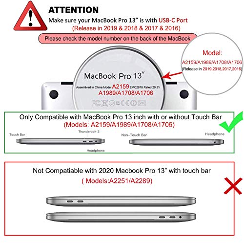 MOSISO Funda Dura Compatible con 2019 2018 2017 2016 MacBook Pro 13 USB-C A2159 A1989 A1706 A1708, Rígido Carcasa & Cubierta de Teclado & Protector de Pantalla & Accesorios Bolsa, Cuarzo Rosa