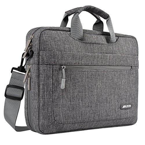 MOSISO Funda Protectora Compatible con 17-17.3 Pulgadas MacBook Pro/DELL Lenovo HP Acer de Portátil, Bolsa de Hombro Blanda Maletín Bandolera con Profundidad Ajustable en Parte Inferior, Gris