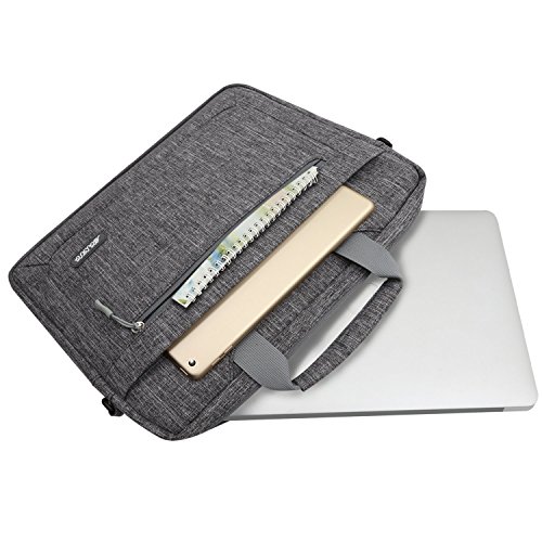 MOSISO Funda Protectora Compatible con 17-17.3 Pulgadas MacBook Pro/DELL Lenovo HP Acer de Portátil, Bolsa de Hombro Blanda Maletín Bandolera con Profundidad Ajustable en Parte Inferior, Gris