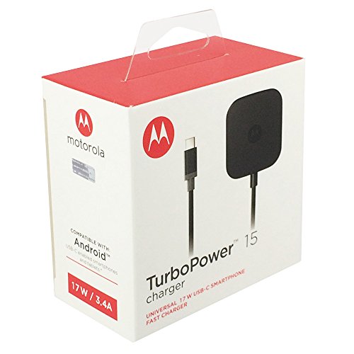 Motorola Original- TurboPower 15W SPN5915A (cabezal de enchufe de la UE) con enchufe reversible USB Type-C fijo. A estrenar en caja de venta al por menor.