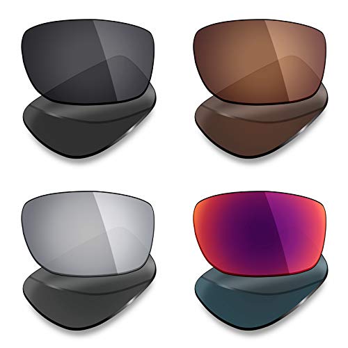 Mryok 4 pares de lentes polarizadas de repuesto para Oakley Fives Squared Sunglass - Stealth Negro/Bronce Marrón/Plata Titanio/Sol Medianoche