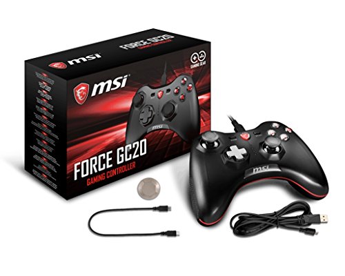 MSI Force GC20 Negro Palanca de Mando Android, PC - Volante/Mando (Palanca de Mando, Android, PC, Analógico/Digital, Atrás, D-Pad, Macro, Poder, Inicio, Turbo, Alámbrico, USB 2.0)