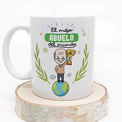 MUGFFINS Taza Abuelo - El Mejor Abuelo del Mundo - Taza Desayuno/Idea Regalo Original/Día del Padre para Abuelitos. Cerámica 350 mL