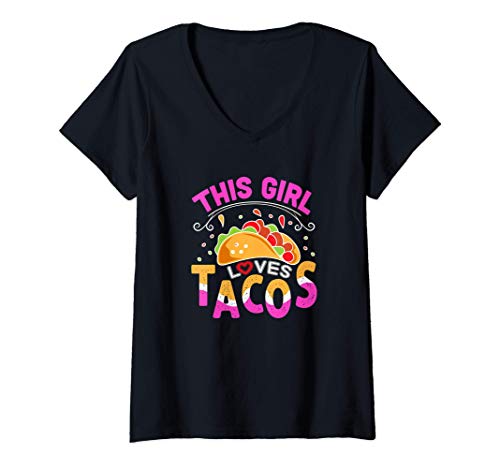 Mujer Esta chica ama el taco Camiseta Cuello V