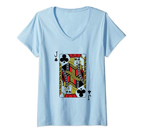 Mujer Jack of Clubs jugando al póquer de cartas Camiseta Cuello V