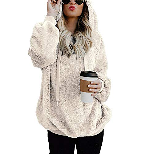 Mujer Sudadera Caliente y Esponjoso Tops Chaqueta Suéter Abrigo Jersey Mujer Otoño-Invierno Talla Grande Hoodie Sudadera con Capucha riou