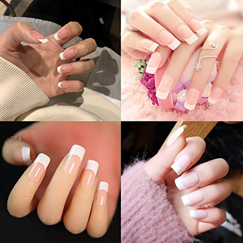 Mwoot 500 Piezas Puntas de Uñas Postizas, Crescent Shape Short Nail Tips, francesa Falsas Acrílico Uñas Postizas para Manicura y Diseños Uñas DIY, 10 Tamaños (Blanco)