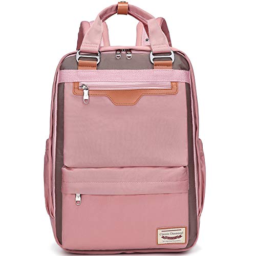 Myhozee Mochila Mujer Hombre, Mochilas Escolares Juveniles Casual Bolsos Mochila Portatil 15.6 Pulgadas con Bolsillo Antirrobo para Viaje Trabajo Instituto- Rose