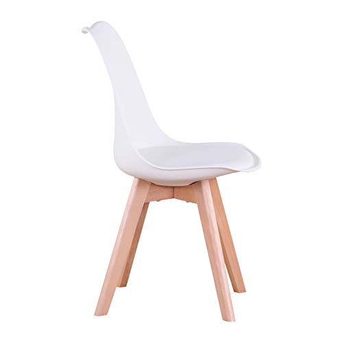 N / A Conjunto de 4 sillas, Silla de Comedor, Silla de tulipán de Estilo nórdico, Adecuada para Sala de Estar, Comedor (Blanco)