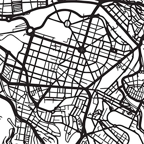 Nacnic Lámina Mapa de la Ciudad Bilbao Estilo nordico en Blanco y Negro. Poster tamaño A3 Enmarcado con Marco Negro Impreso Papel 250 gr. Cuadros, láminas y Posters para Salon y Dormitorio