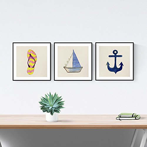 Nacnic Pack de láminas para enmarcar DÍA DE Playa. Posters Cuadrados con imágenes del mar. Decoración de hogar. Láminas para enmarcar. Papel 250 Gramos