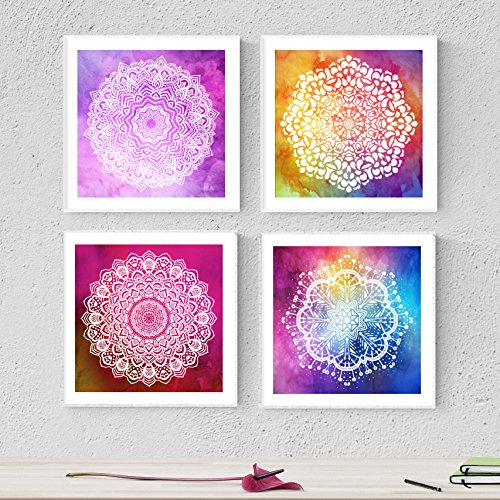 Nacnic Pack de láminas para enmarcar Fulgor. Posters Cuadrados con imágenes de Mandalas. Decoración de hogar. Láminas para enmarcar. Papel 250 Gramos