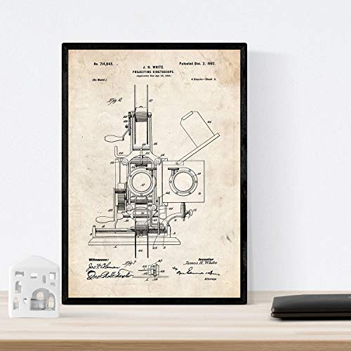 Nacnic Vintage - Pack de 4 Láminas con Patentes de Fotografía. Set de Posters con inventos y Patentes Antiguas. Elije el Color Que Más te guste. Impreso en Papel de 250 Gramos