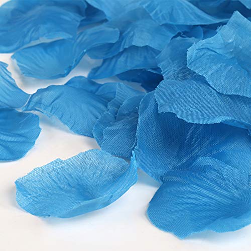 Naler 2000 pétalos de Rosa Artificiales, pétalos de Flores de Seda Falsos para decoración de Cosplay, Halloween, Navidad, Regalo de Boda, Confeti, esparcimiento de Mesa, Azul