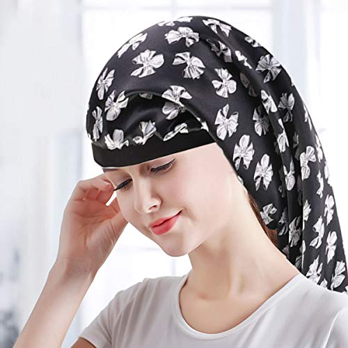 NATUCE 3 Piezas Gorro de Dormir de Satén de Larga para Pelo Largo, Gorra de Noche Extra Grande y Sedosa, Banda Elástica Gorra de Noche para Mujeres Niñas con Dreadlocks Cabello Rizado