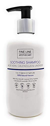 Natural - CHAMPÚ CALMANTE - ALOE VERA, CALÈNDULA & LAVANDA - 250 ml - de Fine Line Apothecary - Sin Sulfatos, Sin Parabenos, Sin Silicona. Concentrado, Fàcil de Enjuagar.