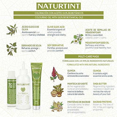 Naturtint Coloración 5M Castaño Claro Caoba, 100% Cobertura de canas y Hidratación, Ingredientes Vegetales y Aceites 100% Biobotánicos, Color Natural y Duradero, Sin Amoniaco, Pack de 3.