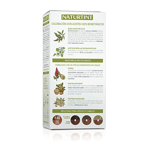 Naturtint Tinte Sin Amoniaco Ingrediente Vegetales Tono 6.45 Rubio Ámbar Oscuro 170ml