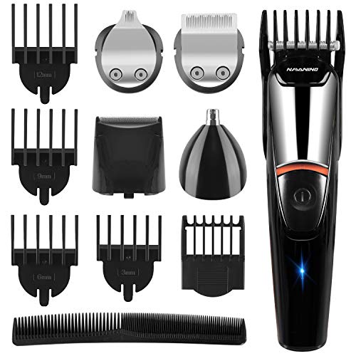 NAVANINO Cortapelos Hombre, Barbero Electrico Cortador Pelo,Cortadora de Pelo Recargable, Cortapelos Nariz y Orejas, Máquina de Afeitar, Recortadora Barba y Precisión Impermeable 5 en 1