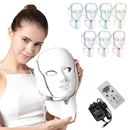 NBD® 7 Color LED máscara Light Therapy LED máscara Photon con cuello, Beaut Facial el cuidado de rajeunissement de la piel fototerapia Tratamiento máscara