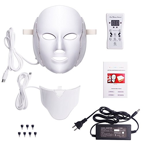 NBD® 7 Color LED máscara Light Therapy LED máscara Photon con cuello, Beaut Facial el cuidado de rajeunissement de la piel fototerapia Tratamiento máscara