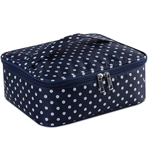 Neceser de viaje para maquillaje, organizador grande para mujeres y niñas (polka con respecto)