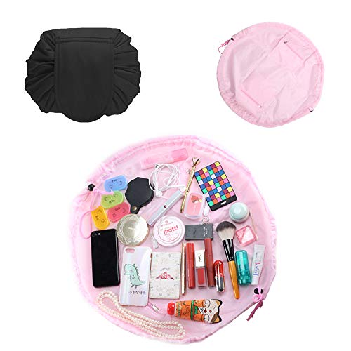 Neceser Maquillaje ETSAMOR 2pcs Lazy Bolsa de Maquillaje con Cordón de Viaje Gran Capacidad Neceseres para maquillaje Portátil Impermeable Bolsa de Cosméticos para Señoras