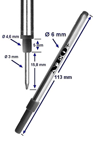 NEO+ Recambios de bolígrafo Compatible con Mont Blanc bolígrafos Rollerball de líneas: Solitaire, Noblesse, Generation, Scent, Bohème, Classic y StarWalker, Jinhao, Gullor Rollerball (10 TINTA AZUL)