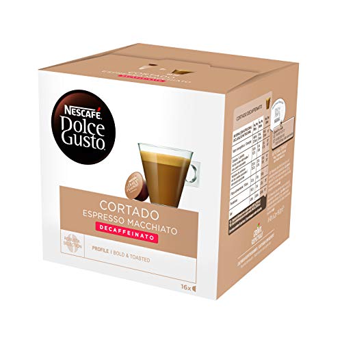 Nescafé Dolce Gusto Café Cortado descafeinado, Pack de 3 x 16 Cápsulas - Total: 48 Cápsulas de Café