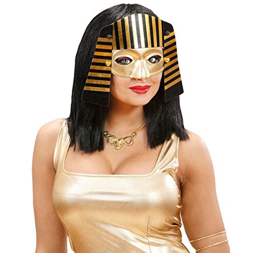 NET TOYS Máscara de faraón Dorada y Negra Tocado Egipto Cleopatra Antifaz egipcia Oro Antiguo Accesorios