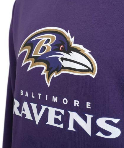 New Era - Sudadera con capucha de la NFL Baltimore Ravens Team Logo y nombre del equipo de fútbol americano, color lila morado M