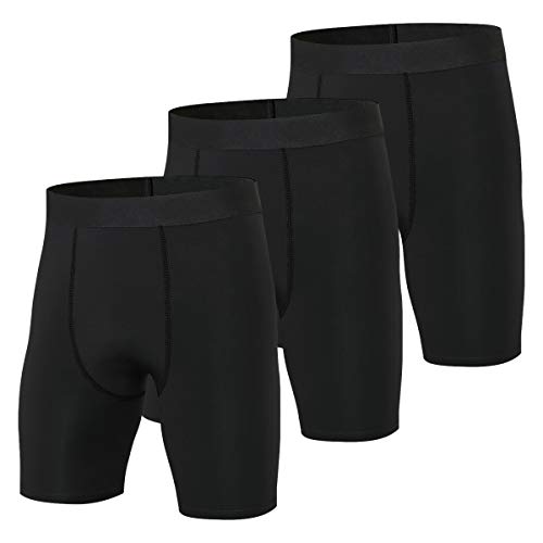 Niksa Mallas Cortas Running Hombre Pantalones Cortos de Compresión para Deporte, Fitness, Gym Negro 2XL