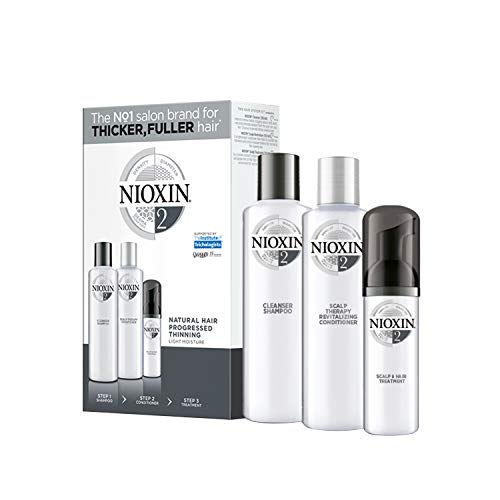 Nioxin Trial Kit de 3 Pasos Sistema 2 - Tratamiento para Cabello Natural con Pérdida de Densidad Progresiva (Champú 150 ml, Acondicionador 150 ml y Tratamiento 50 ml)