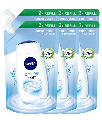 Nivea Crema Soft Crema Ducha deshumidificación, gel de ducha, 6 pack (6 x 500 ml)