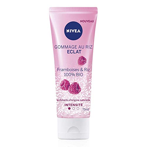 Nivea - Exfoliante de arroz brillo (1 x 75 ml), exfoliante de origen natural enriquecido con semillas de arroz japonica y frambuesas orgánicas, cuidado facial exfoliante para pieles secas y sensibles.