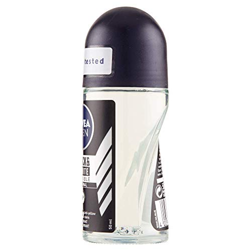 NIVEA Men Black & White Invisible Desodorante Roll-On, 6 paquetes de 50 ml