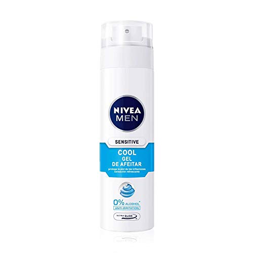 NIVEA MEN Sensitive Cool Gel de Afeitar, gel refrescante con 0% alcohol, gel de afeitado para una máxima protección de la piel sensible - 1 x 200 ml