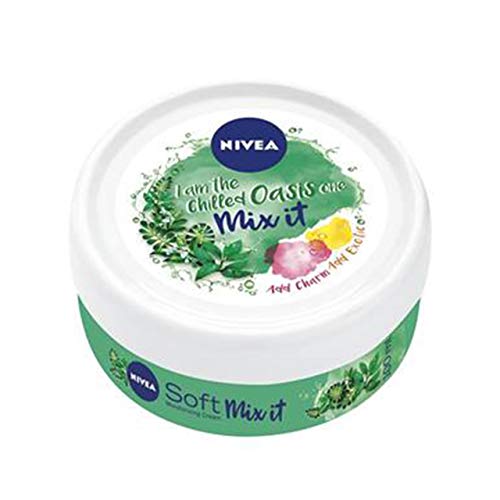 NIVEA Soft Mix It Chilled Oasis (1 x 100 ml), crema hidratante con fragancia de menta y hojas verdes, crema multiusos para el cuidado de la piel de manos, cara y cuerpo