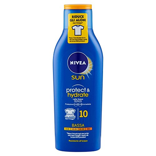 Nivea Sun Protect & Hydrate - Leche solar hidratante FP10, protección baja, 200 ml