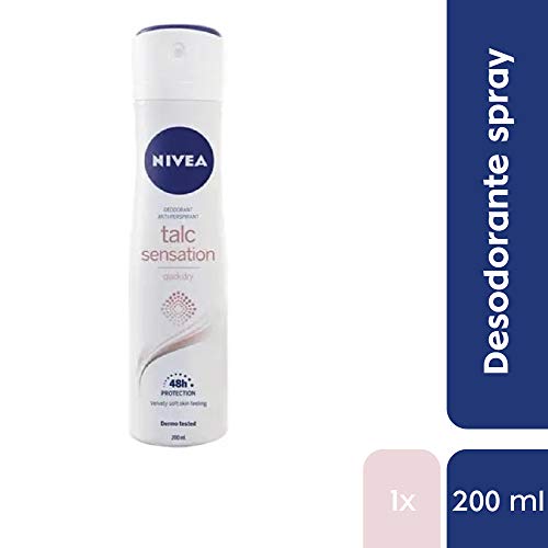 NIVEA Talc Sensation Spray (1 x 200 ml), desodorante antitranspirante para una piel suave en las axilas, spray desodorante con protección 48 horas