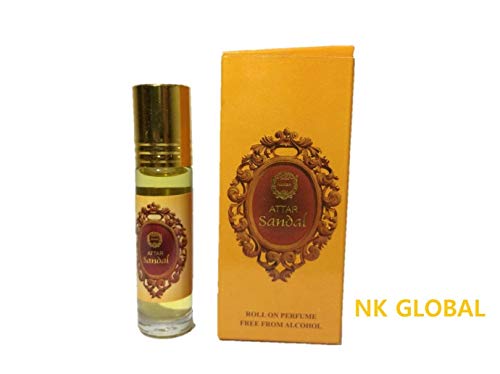 NK GLOBAL Aceite de Perfume de sándalo Natural Indio Aceite de Perfume Attar sin Alcohol para Hombres y Mujeres Aceite de Perfume Attar 8 ml Roll On Bottle