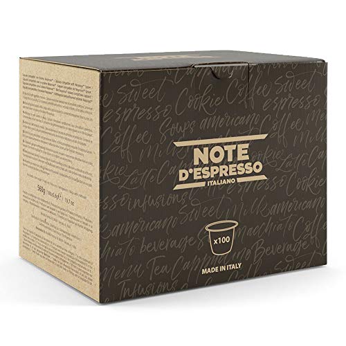 Note D'Espresso - Cápsulas de café "Qualità Oro" exclusivamente compatibles con cafeteras Nespresso*, 5,6 g (caja de 100 unidades)