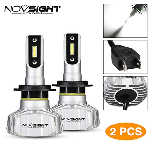 NOVSIGHT H7 Faros Delanteros Bombillas LED 50 W 10000LM 6500K Super Brillante Lámpara de Luces Blancas Frías para Coches, Vehículos, IP68 Impermeable (2 Piezas)