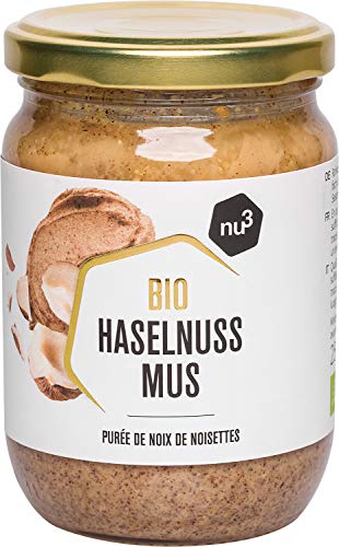 nu3 - Puré de avellanas Bio | 250g en tarro de vidrio | Mantequilla de calidad sin sal, azúcar o aceite adicionales | Delicioso sabor de nueces naturales | Certificado de agricultura controlada