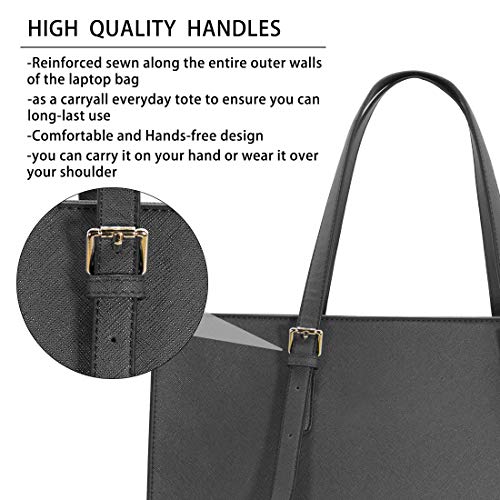 NUBILY Bolso Mujer Bolsos Bandolera para Ordenador Portátil 15.6 Pulgadas Impermeable Bolsos de Mujer Cuero PU Universidad Shopper Bolsa Tote Gris