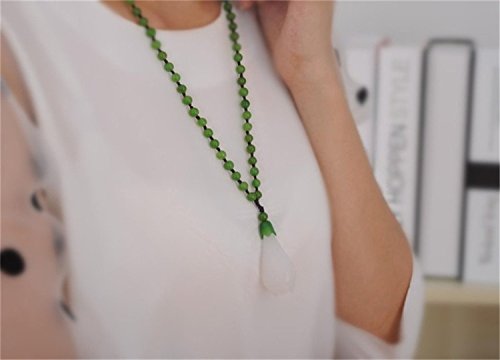 Nuevo señorías colgante de flor de magnolia Natural verde Jade perlas collar